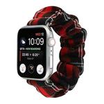For Apple Watch Series 7 41mm / 6 & SE & 5 & 4 40mm / 3 & 2 & 1 38mm JK Uniform Style Cloth + Stainless Steel Watch Band(Black + Red)(Black + Red)