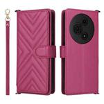 For TCL 605 / 60 SE Multifunctional 6-Card Slots Leather Phone Case with Wrist Strap(Rose Red)