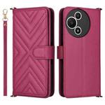 For TCL 60 SE NxtPaper 5G Multifunctional 6-Card Slots Leather Phone Case with Wrist Strap(Rose Red)
