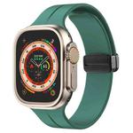 For Apple Watch 46mm / 49mm / 45mm / 44mm xDfind Solid Color Magnetic Buckle Silicone Watch Band(Pine Green)