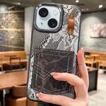 For iPhone 15 Denim Leather Pocket Design Phone Case(Black)