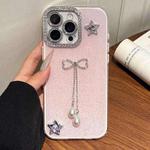 For iPhone 16 Pro Solid Color Glitter Powder Rhinestone Tassel Phone Case(Pink)