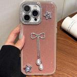 For iPhone 13 Pro Max Solid Color Glitter Powder Rhinestone Tassel Phone Case(Red)
