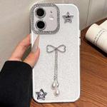 For iPhone 11 Solid Color Glitter Powder Rhinestone Tassel Phone Case(White)