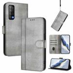 For Huawei Enjoy 20 SE / Huawei P Smart 2021 Line Splicing Buckle Retro Leather Phone Case(Grey)