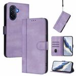 For Huawei Enjoy 50 / Nova Y70 / Nova Y70 Plus Line Splicing Buckle Retro Leather Phone Case(Purple)