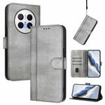 For Huawei Mate 70 Line Splicing Buckle Retro Leather Phone Case(Grey)
