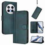 For Huawei Mate 70 Line Splicing Buckle Retro Leather Phone Case(Dark Green)