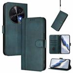 For Huawei nova 12i Global Line Splicing Buckle Retro Leather Phone Case(Dark Green)
