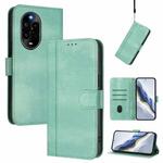 For Huawei Nova 13 Pro Line Splicing Buckle Retro Leather Phone Case(Mint Green)