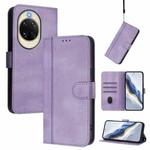 For Huawei nova 14 Line Splicing Buckle Retro Leather Phone Case(Purple)