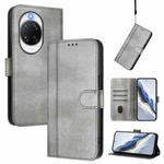 For Huawei nova 14 Pro Line Splicing Buckle Retro Leather Phone Case(Grey)