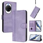 For Huawei nova 14 Pro Line Splicing Buckle Retro Leather Phone Case(Purple)