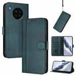 For Honor 50 Lite Line Splicing Buckle Retro Leather Phone Case(Dark Green)