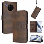 For Honor 50 Lite Line Splicing Buckle Retro Leather Phone Case(Brown)