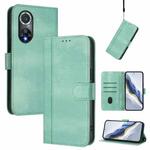 For Honor 50 Pro Line Splicing Buckle Retro Leather Phone Case(Mint Green)