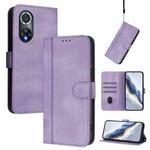 For Honor 50 Pro Line Splicing Buckle Retro Leather Phone Case(Purple)