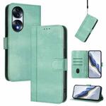 For Honor 70 Line Splicing Buckle Retro Leather Phone Case(Mint Green)