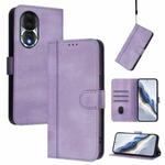 For Honor 80 Line Splicing Buckle Retro Leather Phone Case(Purple)