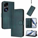 For Honor 80 GT Line Splicing Buckle Retro Leather Phone Case(Dark Green)