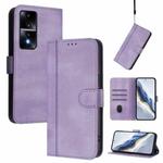 For Honor 80 GT Line Splicing Buckle Retro Leather Phone Case(Purple)