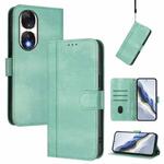 For Honor 90 Line Splicing Buckle Retro Leather Phone Case(Mint Green)
