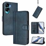 For Honor 90 Lite / Honor X50i Line Splicing Buckle Retro Leather Phone Case(Dark Blue)