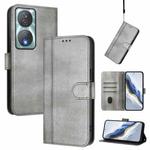 For Honor 90 Smart / X7b 4G / X7b 5G Global Line Splicing Buckle Retro Leather Phone Case(Grey)