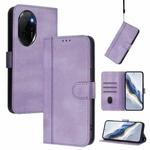For Honor 100 Pro Line Splicing Buckle Retro Leather Phone Case(Purple)