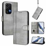 For Honor 200 Lite Global Line Splicing Buckle Retro Leather Phone Case(Grey)