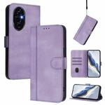 For Honor 200 Pro Line Splicing Buckle Retro Leather Phone Case(Purple)
