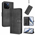 For Honor 200 Smart / Honor X7c 4G Line Splicing Buckle Retro Leather Phone Case(Black)