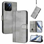 For Honor 200 Smart / Honor X7c 4G Line Splicing Buckle Retro Leather Phone Case(Grey)