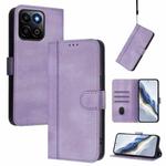 For Honor 200 Smart / Honor X7c 4G Line Splicing Buckle Retro Leather Phone Case(Purple)