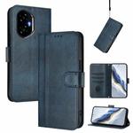 For Honor 300 Line Splicing Buckle Retro Leather Phone Case(Dark Blue)