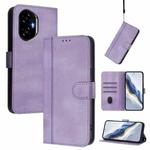 For Honor 300 Line Splicing Buckle Retro Leather Phone Case(Purple)