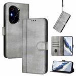 For Honor 300 Pro / Honor 300 Ultra Line Splicing Buckle Retro Leather Phone Case(Grey)