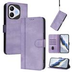 For Honor 400 Lite Line Splicing Buckle Retro Leather Phone Case(Purple)