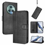 For Honor Magic5 Pro Line Splicing Buckle Retro Leather Phone Case(Black)
