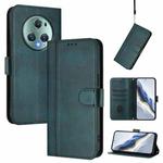 For Honor Magic5 Pro Line Splicing Buckle Retro Leather Phone Case(Dark Green)
