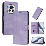For Honor Magic6 Line Splicing Buckle Retro Leather Phone Case(Purple)