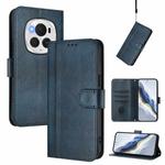 For Honor Magic6 Pro Line Splicing Buckle Retro Leather Phone Case(Dark Blue)