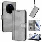 For Honor Magic7 Pro Line Splicing Buckle Retro Leather Phone Case(Grey)