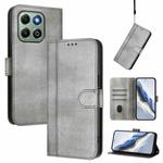 For Honor X6a / X6b Line Splicing Buckle Retro Leather Phone Case(Grey)
