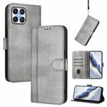 For Honor X8 4G / X30i / Play6T Pro Line Splicing Buckle Retro Leather Phone Case(Grey)
