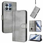 For Honor X8b 4G Global Line Splicing Buckle Retro Leather Phone Case(Grey)