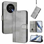 For Honor X9 4G / X9 5G / X30 5G Line Splicing Buckle Retro Leather Phone Case(Grey)