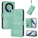 For Honor X9a / Magic 5 Lite / X40 Line Splicing Buckle Retro Leather Phone Case(Mint Green)
