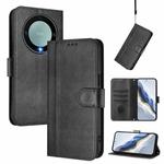 For Honor X9a / Magic 5 Lite / X40 Line Splicing Buckle Retro Leather Phone Case(Black)