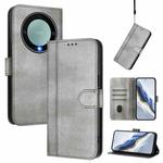 For Honor X9a / Magic 5 Lite / X40 Line Splicing Buckle Retro Leather Phone Case(Grey)